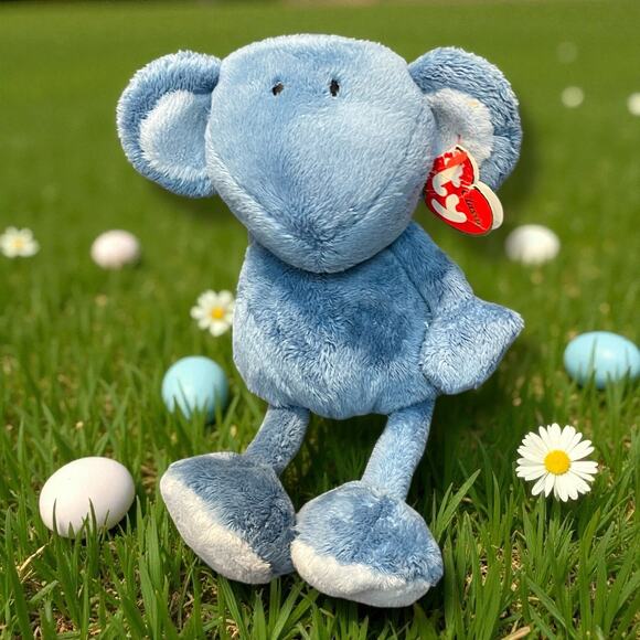 Ty Classics Collection Jazzy Blue Mouse Beanie Baby Lovey Nursery Decor Gift 10" - Picture 1 of 10